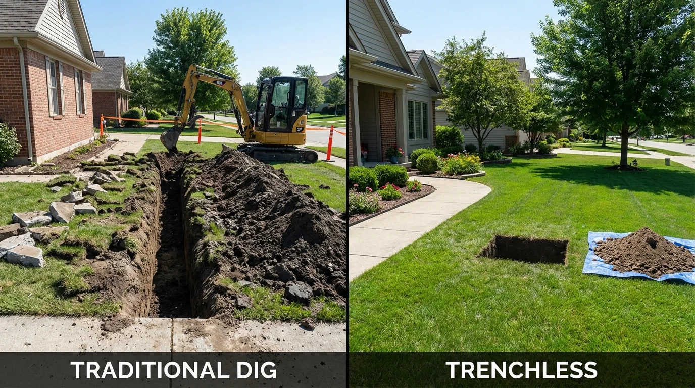 Trenchless sewer repair with minimal yard damage versus traditional excavation in Richmond, CA